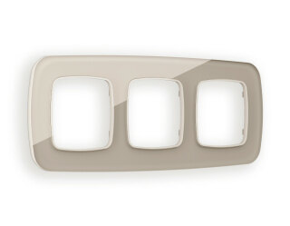 Рамка OMEGA Radian (Серо-бежевый Стекло закаленное натуральное) на 3 поста OF350603