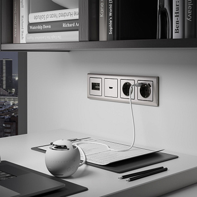 Накладка для двойной розетки RJ-45 Werkel глянцевый никель a051084