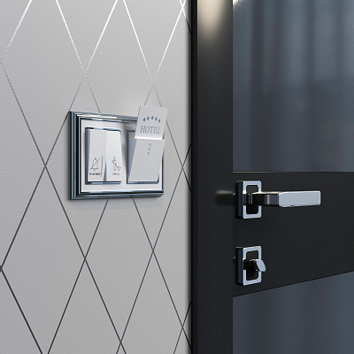 Выключатель двухклавишный для отелей Werkel белый a054307