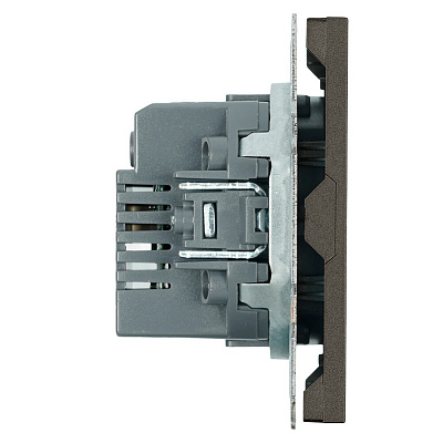 Розетка 2-местная USB + Type C (механизм), STEKKER Эмили, 250В, 20W, RST10-5115-09, антрацит, soft touch