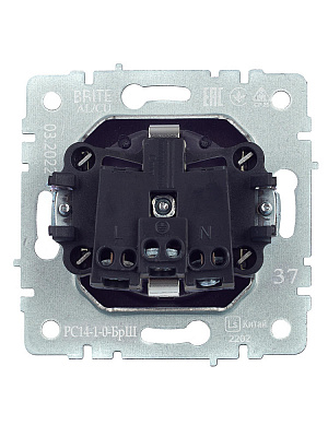 Розетка с заземлением и защитными шторками IEK Brite РС14-1-0-БрШ шампань BR-R14-16-K37