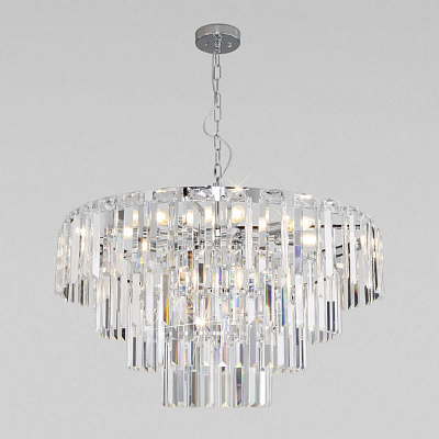 Подвесная люстра Eurosvet Elegante 10130/10 хром/прозрачный хрусталь Strotskis a060641