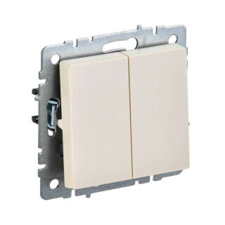 Переключатель двухклавишный проходной IEK Brite ВС10-2-6-БрКр бежевый BR-V22-0-10-K10