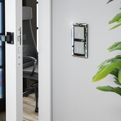 Сенсорный выключатель двухклавишный Werkel серебряные a057681