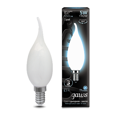 Лампа Gauss Filament Свеча на ветру 5W 450lm 4100К Е14 LED 104201205