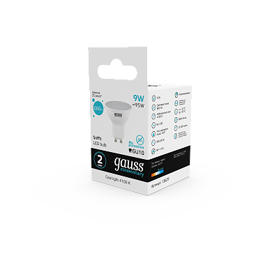 Лампа Gauss Elementary MR16 9W 660lm 4100К GU10 LED  13629 (12 шт)