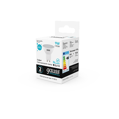 Лампа Gauss Elementary MR16 9W 660lm 4100К GU10 LED  13629 (15 шт)