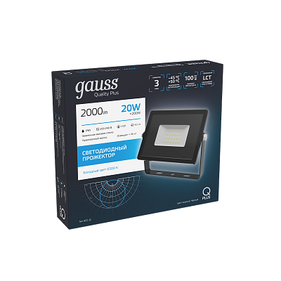 Прожектор Gauss Qplus 20W 2000lm 6500K 200-240V LED 613511320