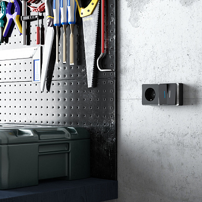 Выключатель двухклавишный с подсветкой Werkel Gallant черный/хром a050975