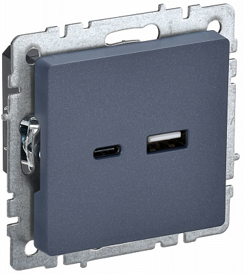 Розетка USB IEK Brite A+C 18Вт РЮ11-1-БрМ маренго BR-U22-018-K35