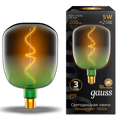 Лампа Gauss Filament V140 5W 200lm 1800К Е27 LED 1009802105