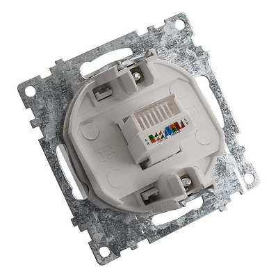 Розетка компьютерная 1-местная RJ-45 (механизм), STEKKER Катрин GLS00-7107-03, серебро