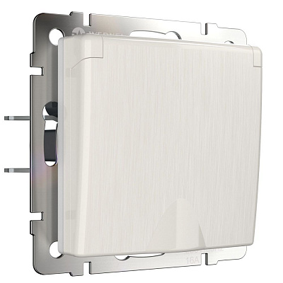 Розетка с заземлением, шторками и защитной крышкой Werkel W1171213 перламутровая a051173