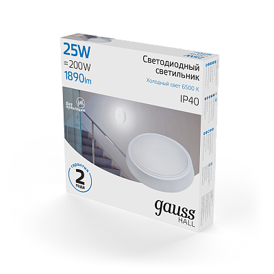 Точечный накладной светильник Gauss HALL 25W 1890lm 6500K 200-240V IP40 LED 193411325