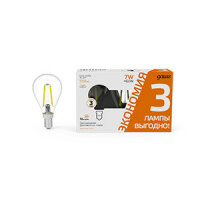 Упаковка светодиодных ламп 3шт Gauss Filament Шар 7W 550lm 2700К Е14 1/20 105901107T