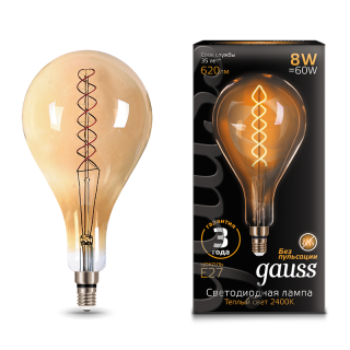 Лампа Gauss Filament А160 8W 620lm 2400К Е27 LED 150802008
