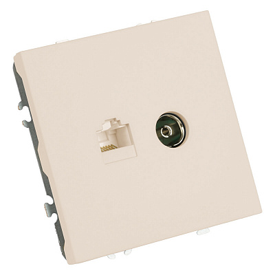 Розетка TV + компьютерная RJ-45 (механизм), STEKKER Эмили, RST00-5106-08, кашемир, soft touch