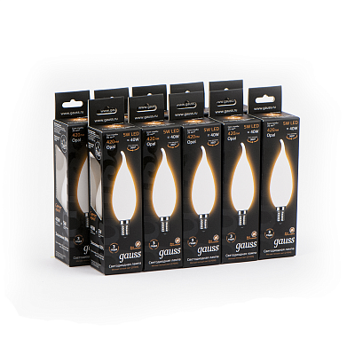 Лампа Gauss Filament Свеча на ветру 5W 420lm 2700К Е14 LED 104201105 (20 шт)