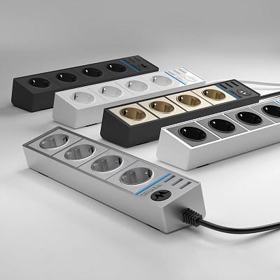 Розеточный блок 4-х местный + 3 USB Werkel белый a039974