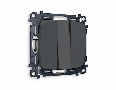 Комплект механизма 3-клавишного выключателя OMEGA MO905010 Графит мягкое касание QUANT