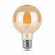 Лампа Gauss Filament G95 6W 620lm 2400К Е27 golden диммируемая LED 1/20 105802006-D