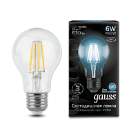 Лампа Gauss Filament А60 6W 630lm 4100К Е27 LED 102802206