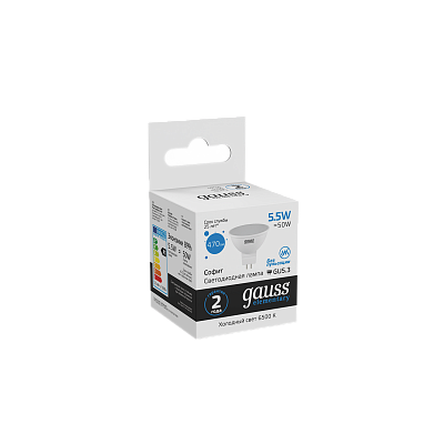 Лампа Gauss Elementary MR16 5.5W 470lm 6500К GU5.3 LED 13536 (5 шт)