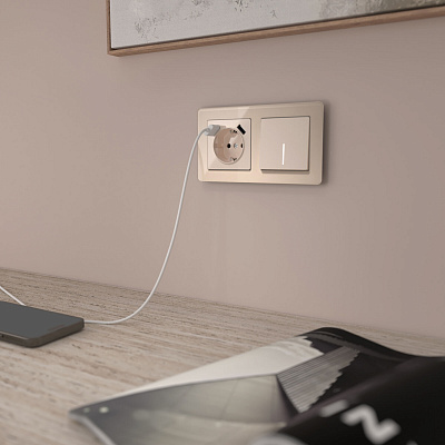 Выключатель одноклавишный с подсветкой Werkel айвори акриловый a064053