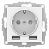 Розетка 2USB с заземлением SE AtlasDesign белая ATN000130