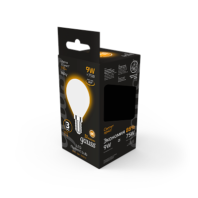 Лампа Gauss Filament Шар 9W 590lm 3000К Е14 LED 105201109 (5 шт)