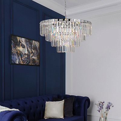 Подвесная люстра Eurosvet Elegante 10130/10 хром/прозрачный хрусталь Strotskis a060641