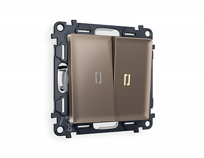 Комплект механизма 2-клавишного выключателя с подсветкой 3200K ALFA MA634010 Темная бронза матовый QUANT