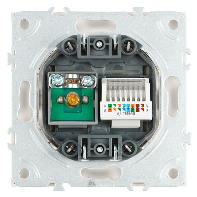 Розетка TV + компьютерная RJ-45 (механизм), STEKKER Эмили, RST00-5106-01, белый фарфор, soft touch