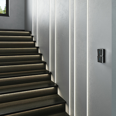 Выключатель одноклавишный с подсветкой Werkel Gallant черный/хром a050979