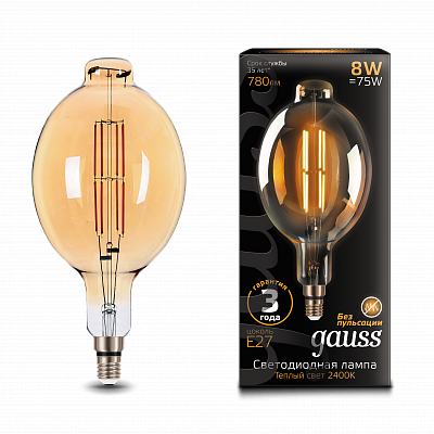 Лампа Gauss Filament BT180 8W 780lm 2400К Е27LED 151802008