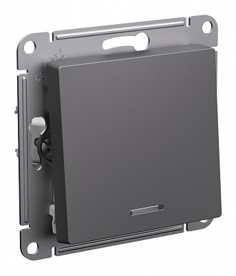 Выключатель одноклавишный SE AtlasDesign с подсветкой механизм базальт ATN001413