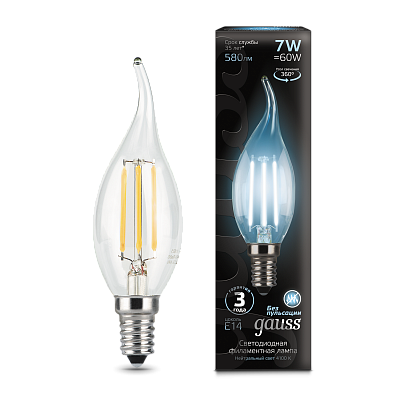 Лампа Gauss Filament Свеча на ветру 7W 580lm 4100К Е14 LED 104801207 (2 шт)