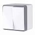 Выключатель двухклавишный влагозащищенный белый Werkel Gallant WL15-03-02 209939