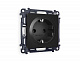 Комплект механизма электрической розетки ALFA MA806010 Черный матовый с заземлением на винтовых зажимах 2P+E 16A-250V QUANT