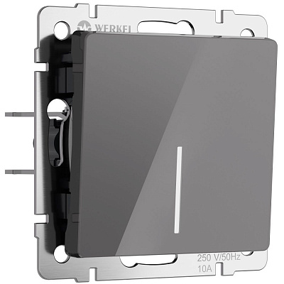 Переключатель одноклавишный проходной с подсветкой Werkel графит акриловый a064080