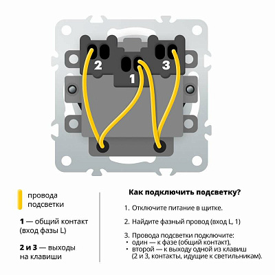 Выключатель 2-клавишный c индикатором (механизм), STEKKER Эмили, 250В, 10А, RSW10-5102-01, белый фарфор, soft touch