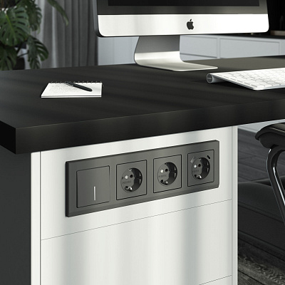 Выключатель одноклавишный с подсветкой Werkel графит матовый a063096