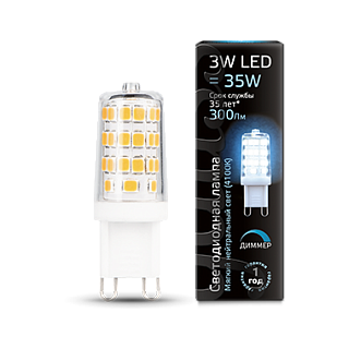 Лампа Gauss G9 AC185-265V 3W 300lm 4100K LED  107309203