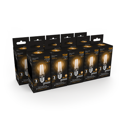 Лампа Gauss Filament А60 15W 1400lm 2700К Е27 LED 102902115 (20 шт)