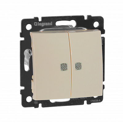 Выключатель двухклавишный с подсветкой бежевый Legrand Valena Classic 774328