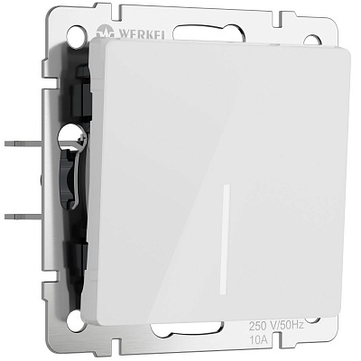 Переключатель одноклавишный проходной с подсветкой Werkel белые акриловый a064001