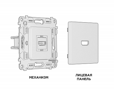 Комплект механизма розетки HDMI 2.0 ALFA MA114010 Белый глянец 40V/500mA 2.0GHz 5-18Gbit/s QUANT