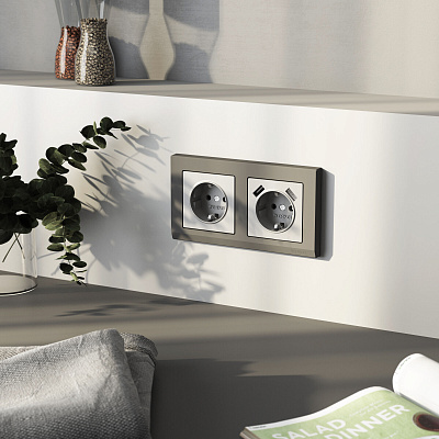 Накладка для розетки USB Werkel серебряный матовый a063623