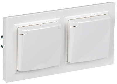 Розетка с крышкой IEK Brite РСбш10-3-44-БрБ белый в сб 2шт BR-R16-16-44-2-K01-F-PRO