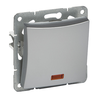 Выключатель одноклавишный с подсветкой серебро SE Duet WDE000313